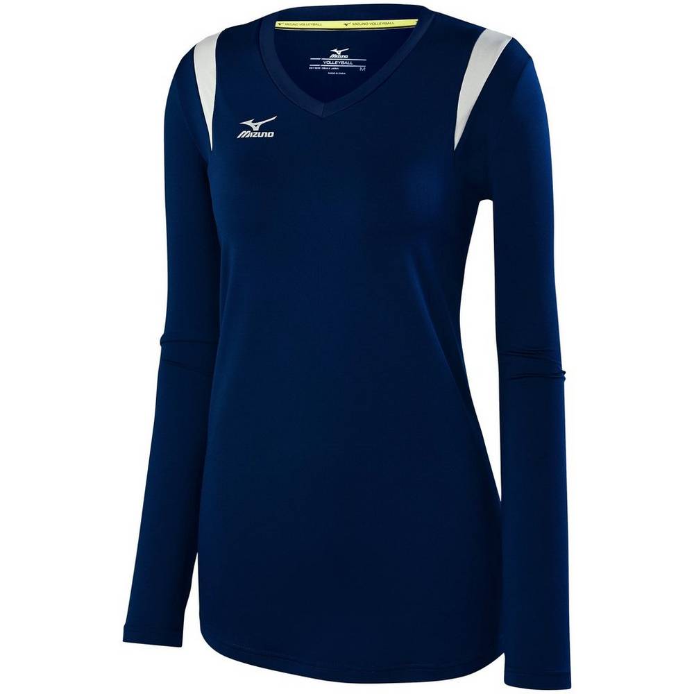 Mizuno Women's Balboa 5.0 Long Sleeve Volleyball Jersey Navy/Silver (440645-HUM)